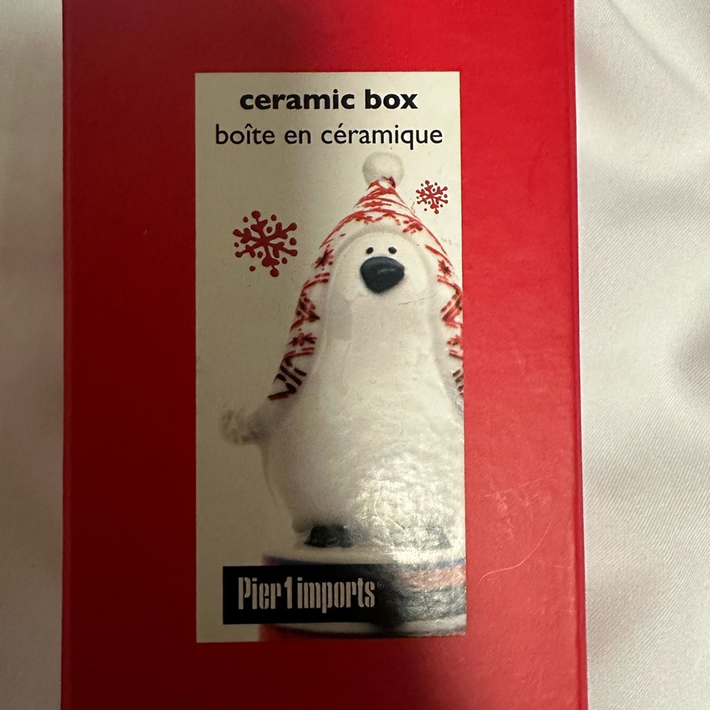 Pier 1 Red Ceramic Holiday Box 2 PCs new without tag